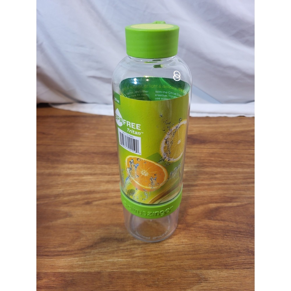 Citrus Zinger Water Bottle Green 28 oz Plastic Fruit Infused - New